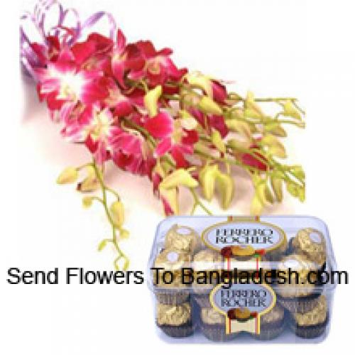 Bezaubernde rosa Orchideen mit 16 Stk. Ferrero Rocher