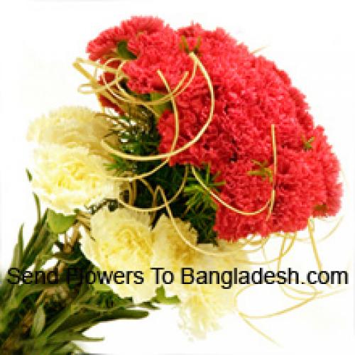 36 Red and Yellow Carnations