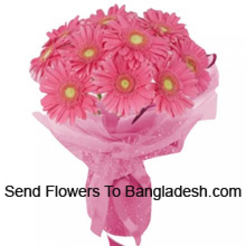 12 Pink Gerberas hand Bunch