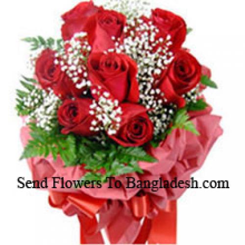 10 Wrapped Red Roses