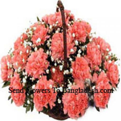 24 Pink Carnation Basket