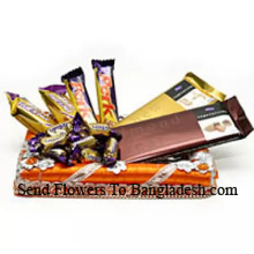 Prezentowane w pięknym opakowaniu mieszane czekoladki (Ten produkt musi być dostarczony razem z kwiatami)