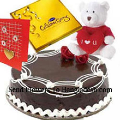 1 Kg Truffle Cake con Chocolates y un Tierno Oso de Peluche